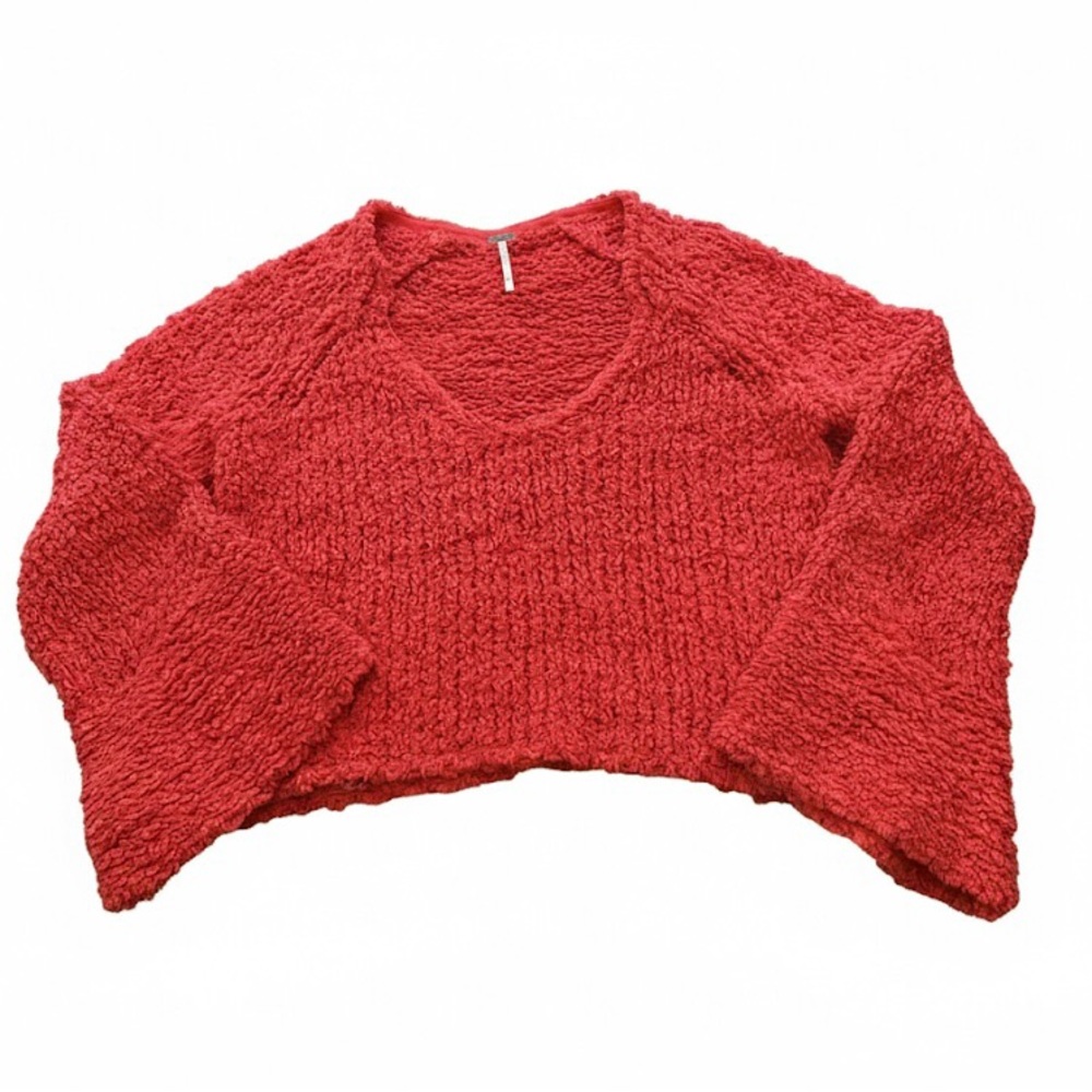 Free People Coral Popcorn Cropped Women's Sweater XS